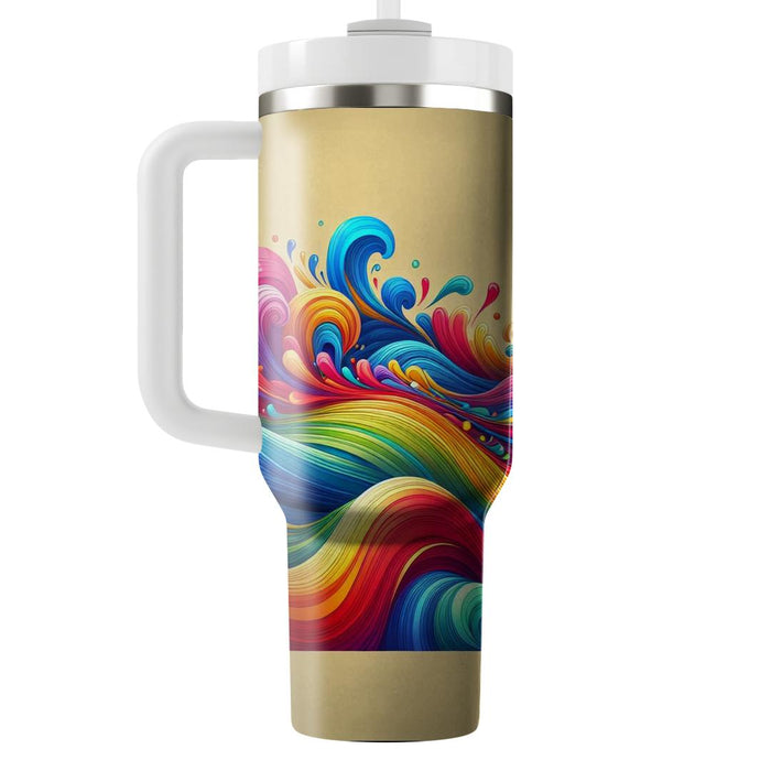 Vibrant Rainbow Waves  Tumbler Cups