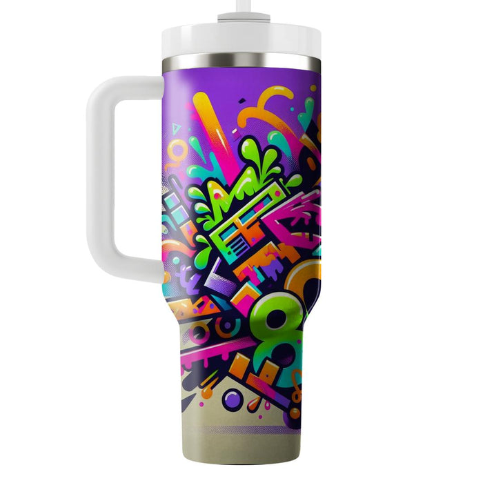 Bright 80s Graffiti  Unique Tumblers