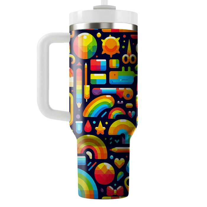 Vibrant Rainbow Stripes  Personalized Tumblers