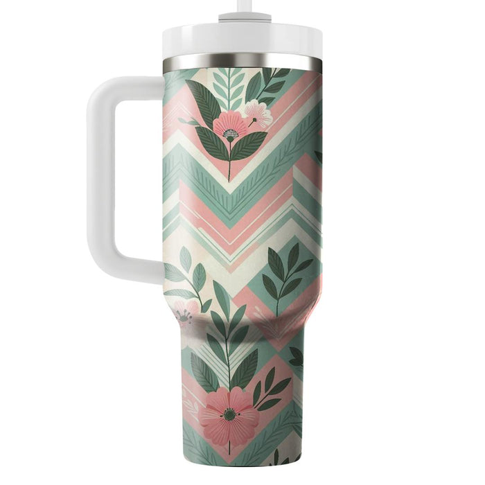 Floral Chevron Pattern  Personalized Tumblers