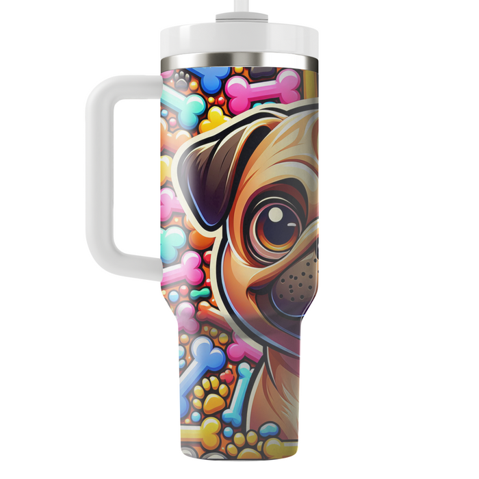 Endearing Pug Portrait  Tumblers With Lids