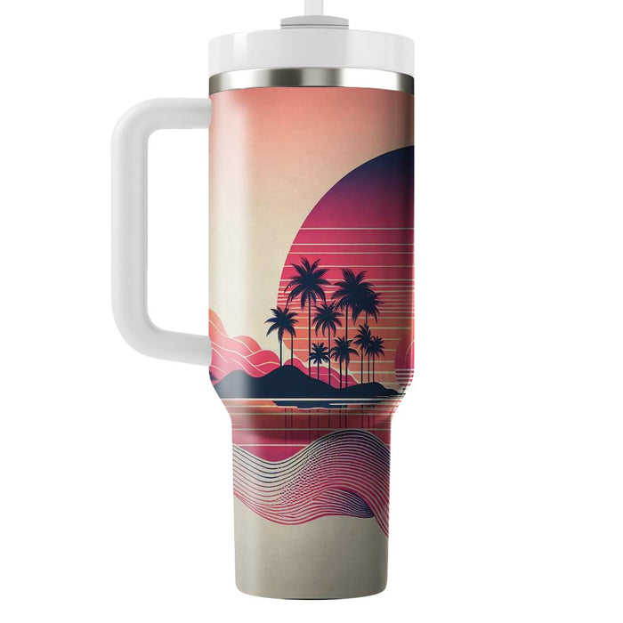 Sunset Retro Vibes  Personalized Tumblers