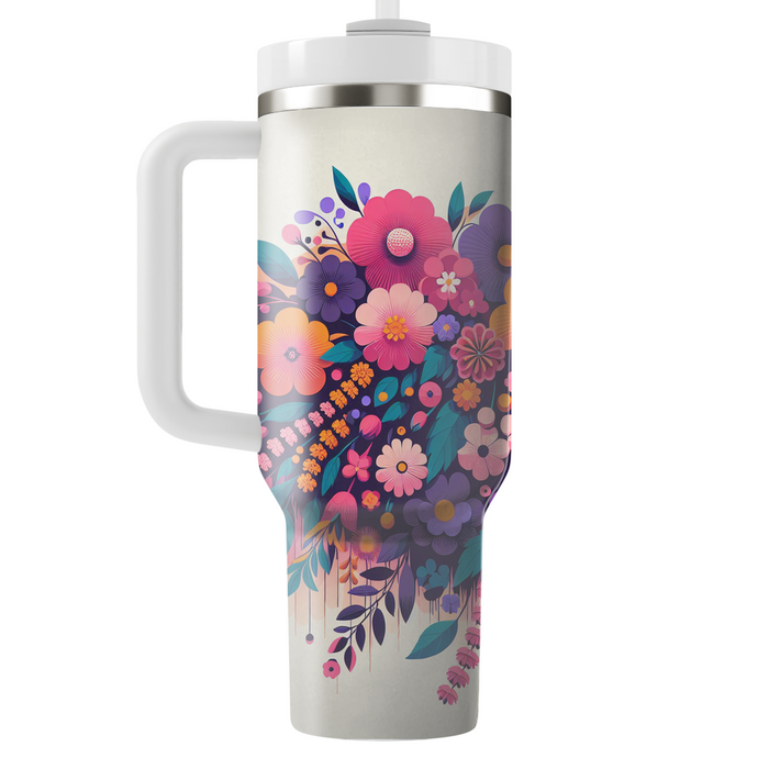 Vivid Floral Cascade  Tumbler Cups