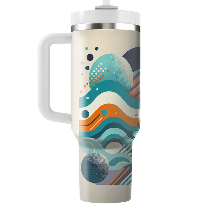 Abstract Waves And Dots  Travel Tumblers