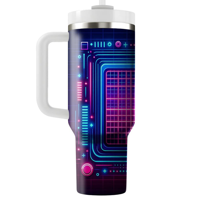 Slick Neon Grid  Travel Tumblers