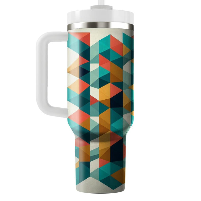 Geometric Tetrahedron Mosaic  Tumblers With Lids