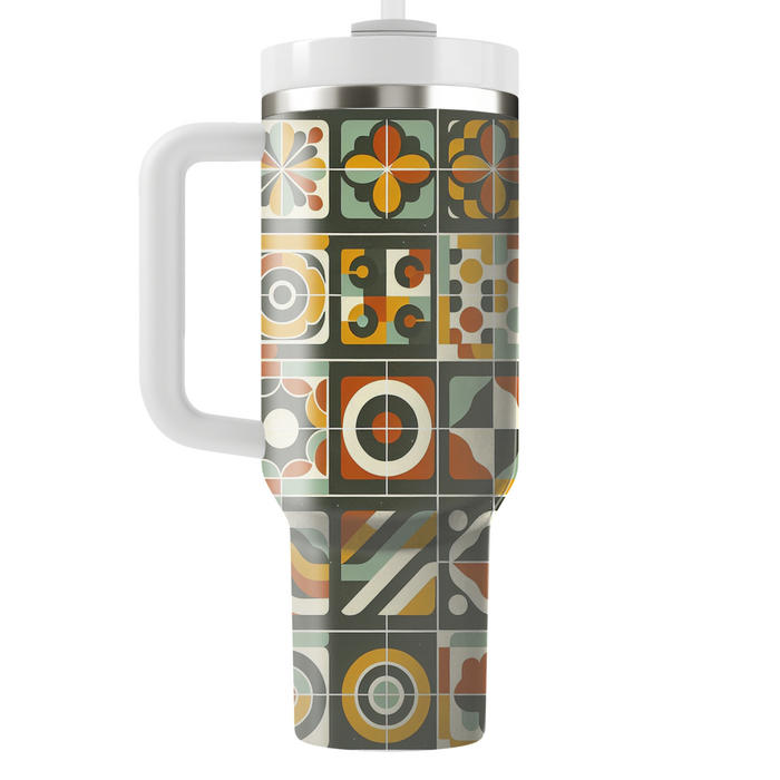 Retro Groovy Tiles Tumblers With Lids