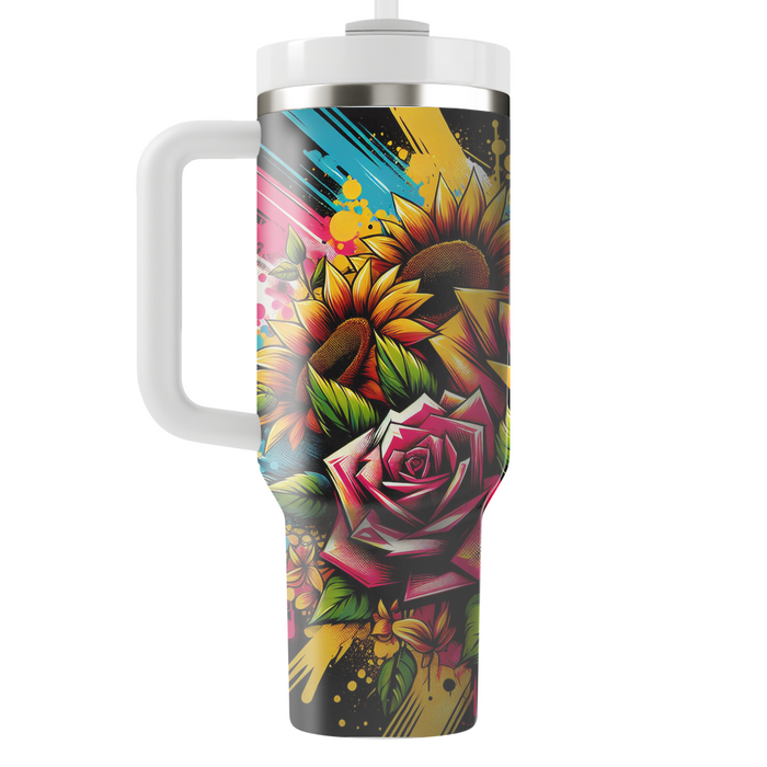 Artistic Floral Graffiti  Unique Tumblers