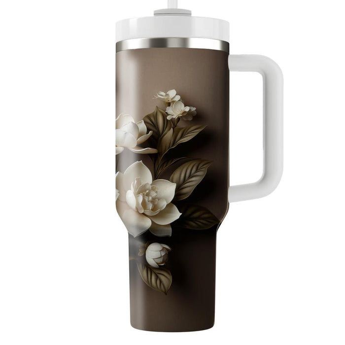 Timeless Gardenia Elegance  Unique Tumblers