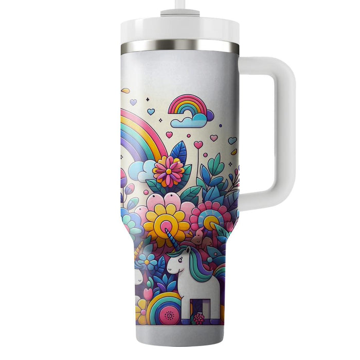 Vibrant Whimsical Unicorn  Travel Tumblers