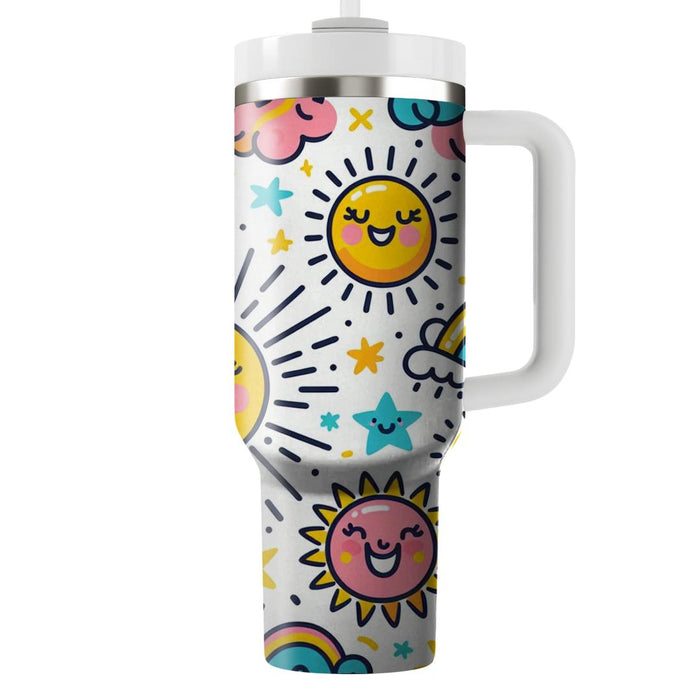 Whimsical Sunshine Burst  Unique Tumblers