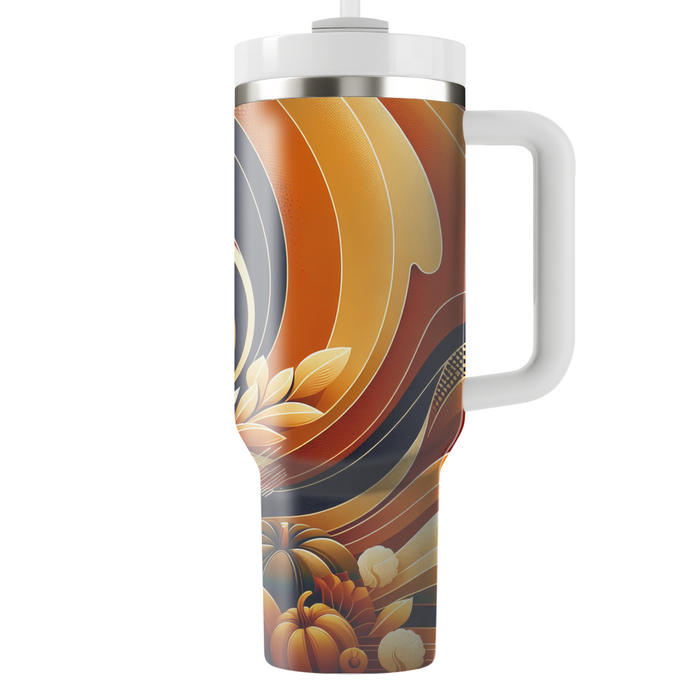 Abstract Harvest Gathering Tumblers With Lids