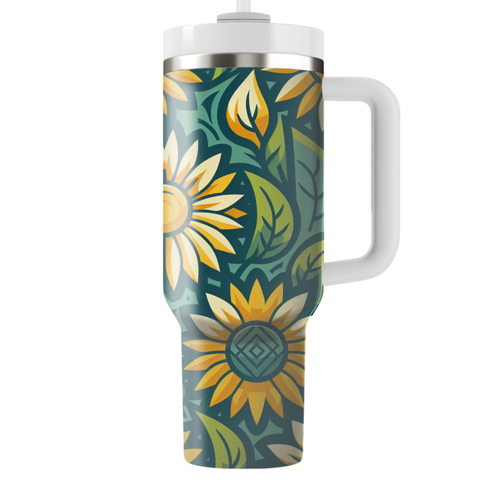 Stylized Sunflower Burst Custom Tumblers