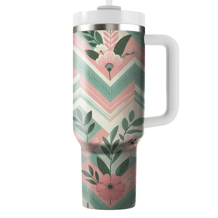 Floral Chevron Pattern  Personalized Tumblers