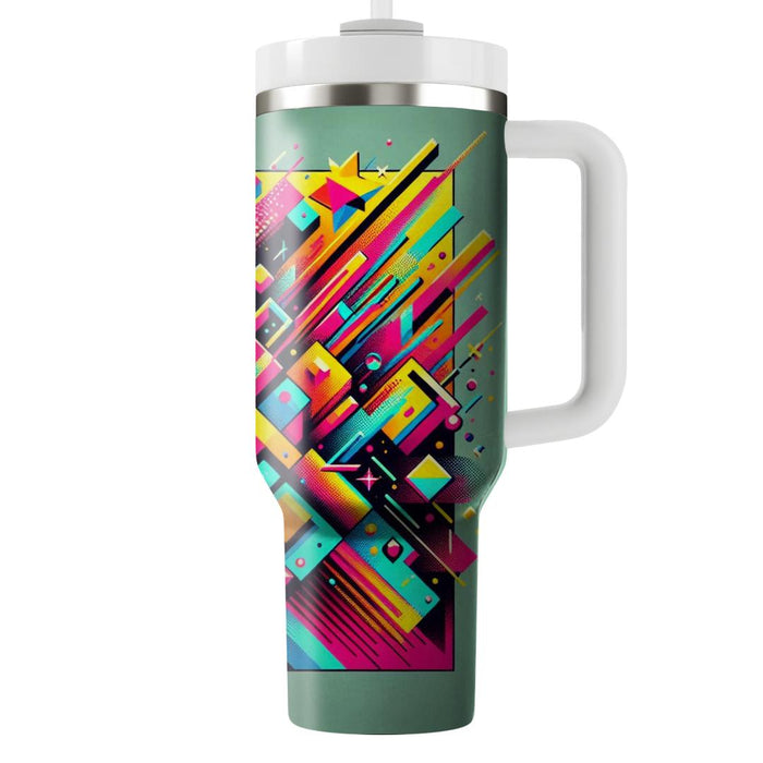 Geometric Neon Splash  Personalized Tumblers