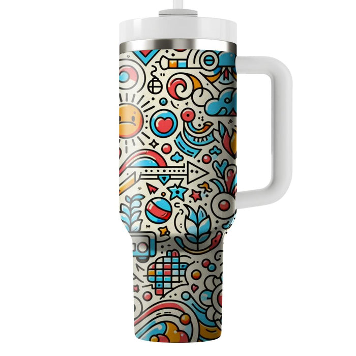 Retro Doodle Pattern  Insulated Tumblers