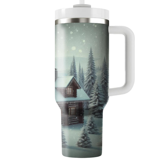 Winter Snowy Cabin  Travel Tumblers