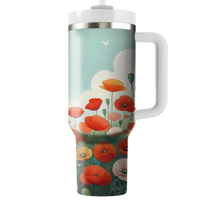 Whimsical Poppy Fields  Tumbler Cups