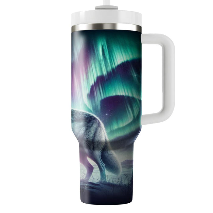 Aurora Borealis Wolf  Tumbler Cups