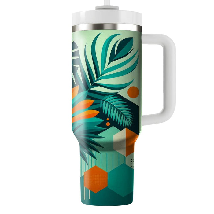 Geometric Tropical Foliage  Personalized Tumblers