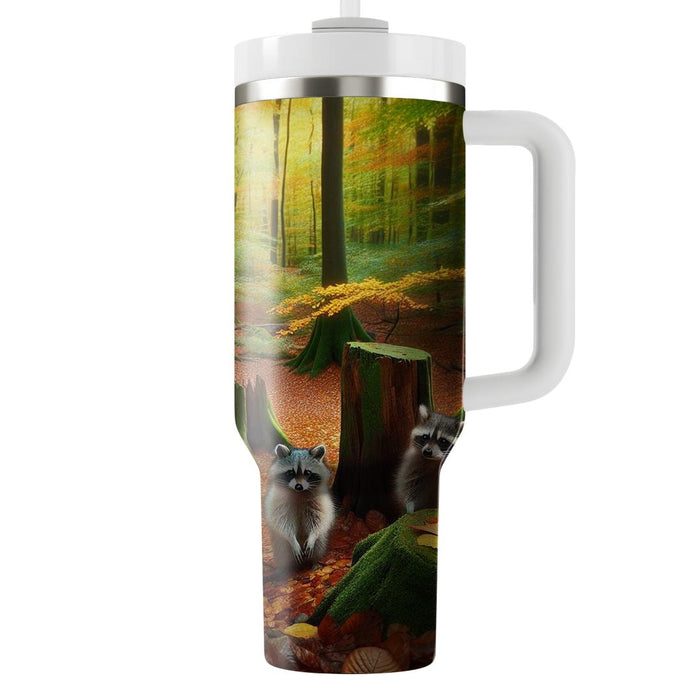 Woodland Raccoon Mischief  Personalized Tumblers