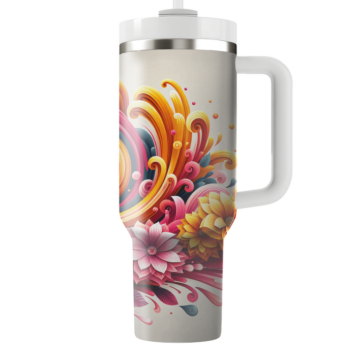 Bright Floral Whirlwind  Travel Tumblers