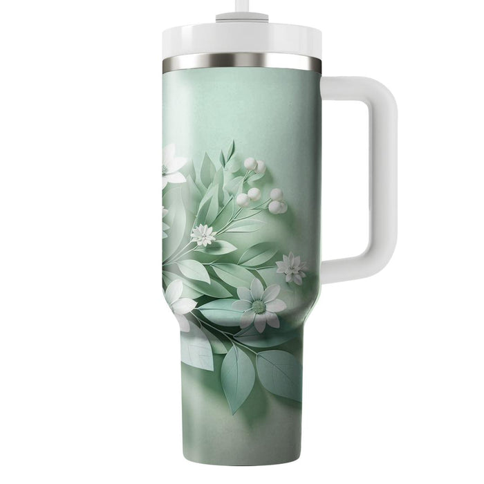 Fresh Mint Floral Fusion  Decorative Tumblers