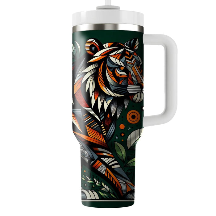 Geometric Tiger Spirit  Travel Tumblers