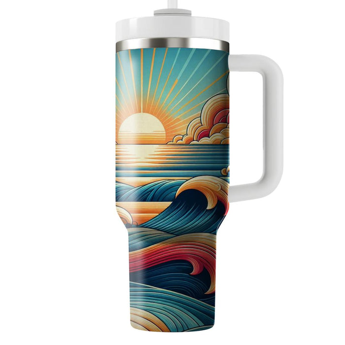 Sunset Waves Retro  Tumbler Cups