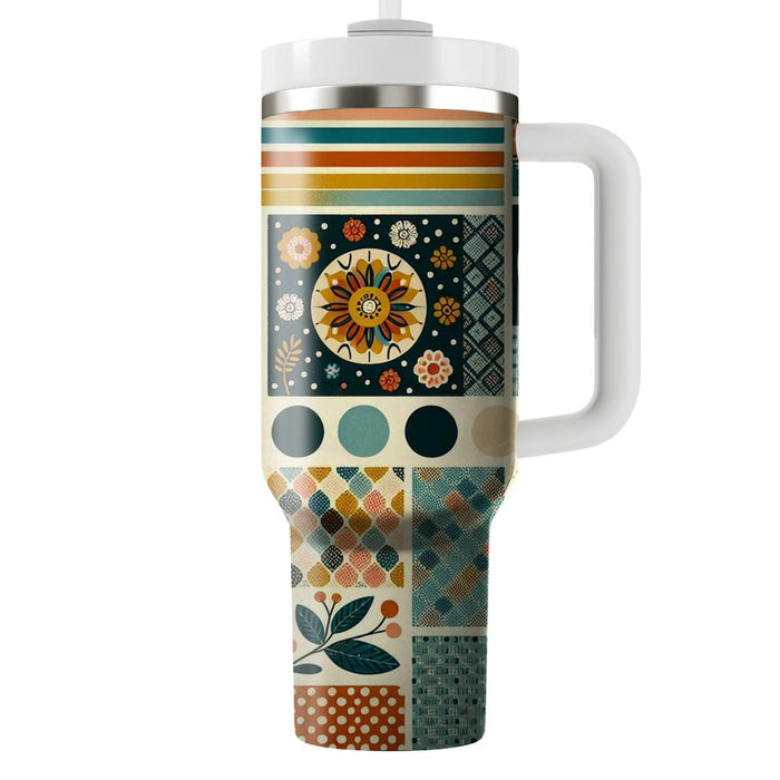 Retro Pattern Patchwork  Travel Tumblers