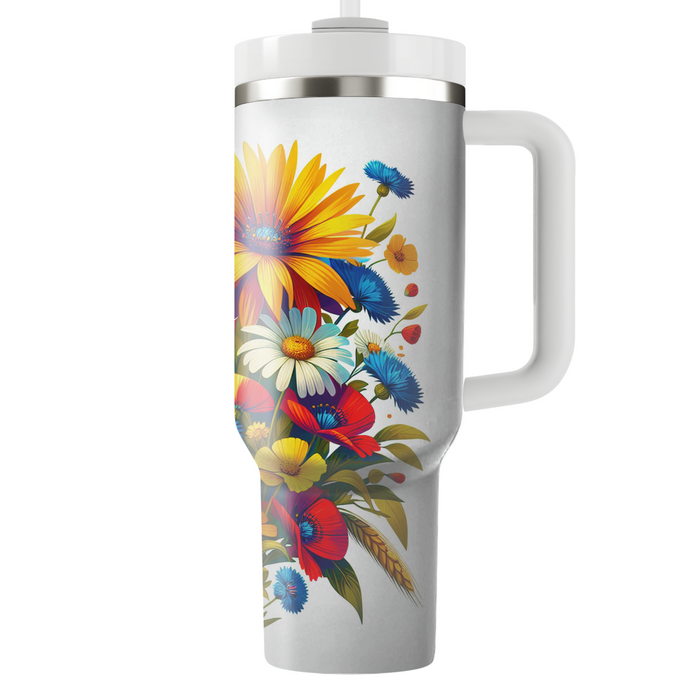 Sunny Wildflower Bouquet  Tumblers With Lids