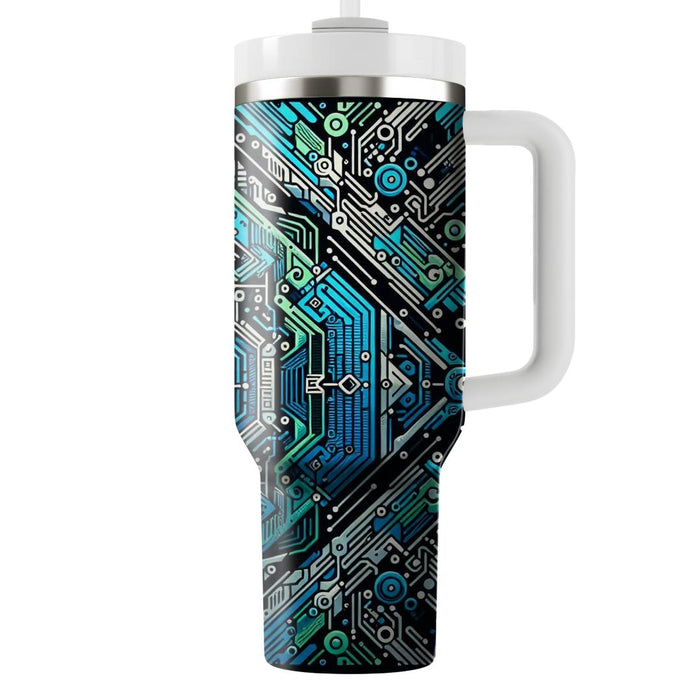 Futuristic Neon Circuit  Travel Tumblers