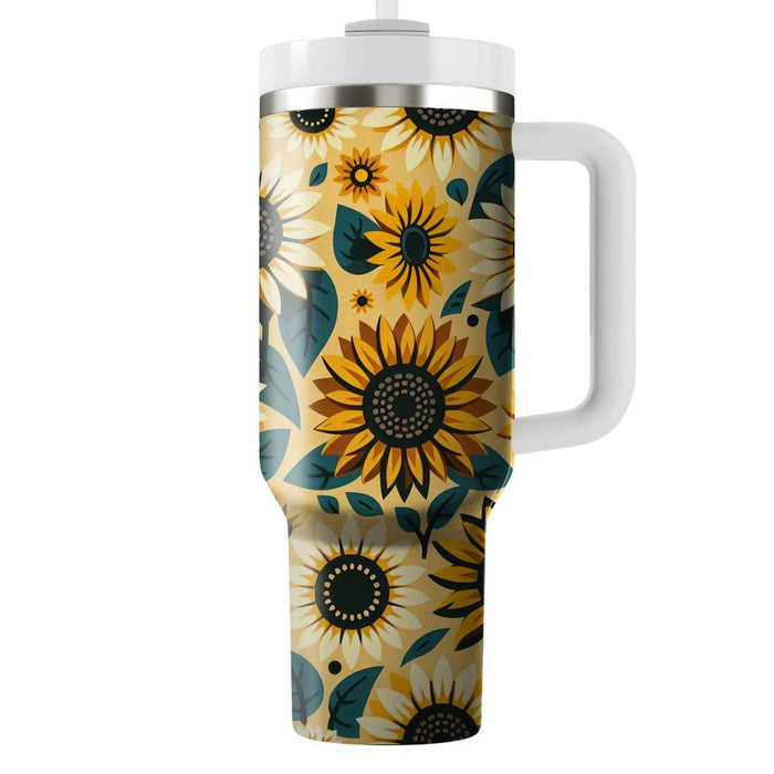 Sunny Sunflower Pattern  Personalized Tumblers