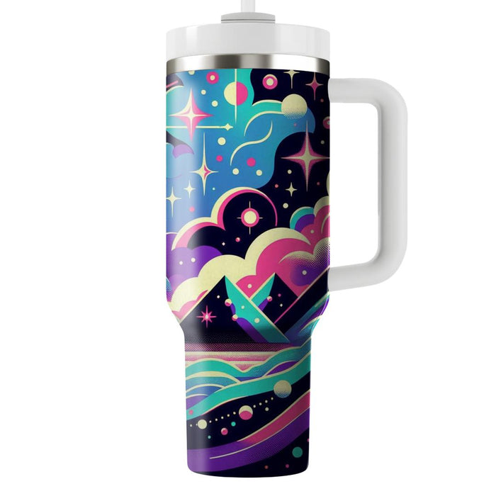 Retro Futuristic Landscape  Unique Tumblers