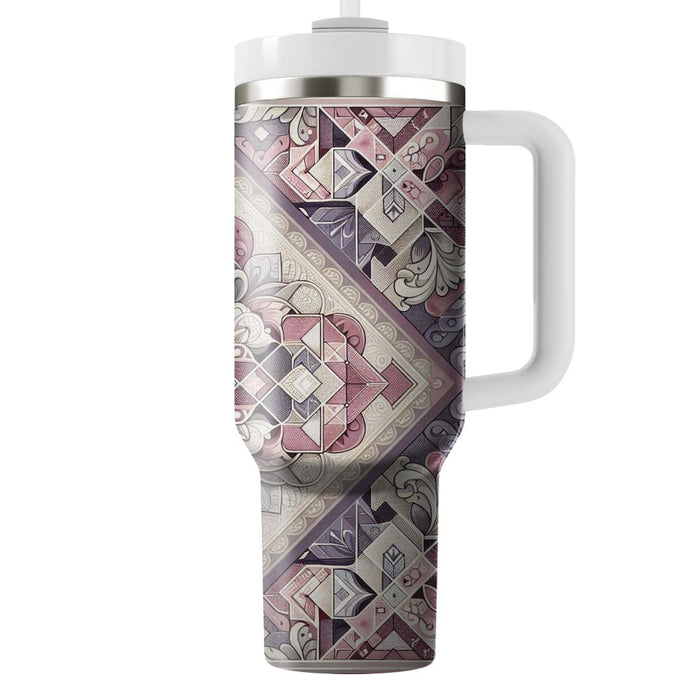 Floral Diamond Overlay  Personalized Tumblers