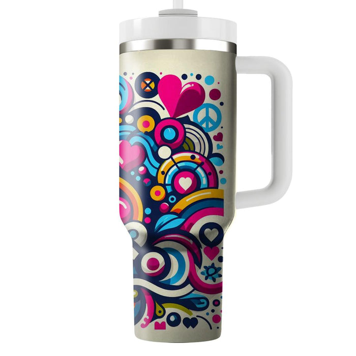 Vibrant Peace And Love  Tumblers With Lids