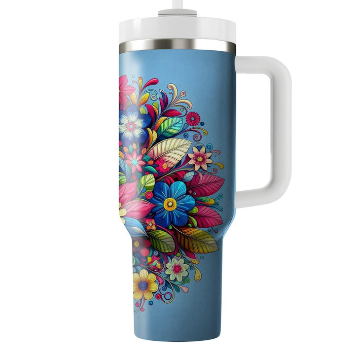 Bold Floral Kaleidoscope  Personalized Tumblers