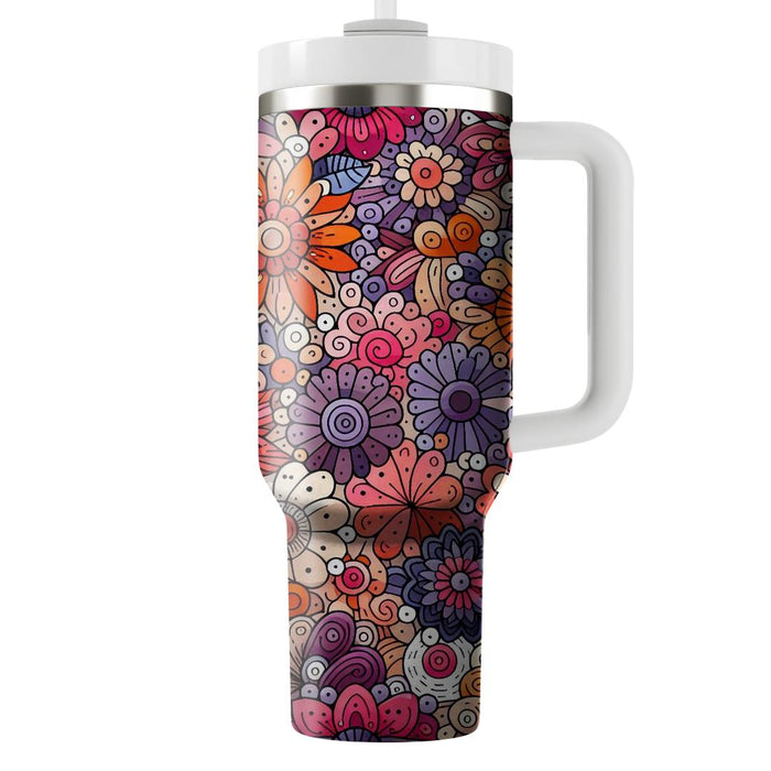 Whimsical Doodle Flowers  Custom Tumblers