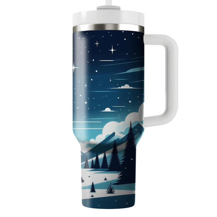 Black Bears Winter At Night  Personalized Tumblers