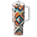 Retro Diamond Pattern  Tumblers With Lids