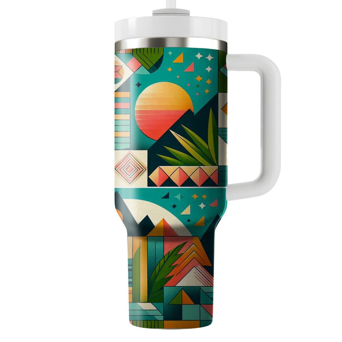 Tropical Foliage Geometry  Travel Tumblers