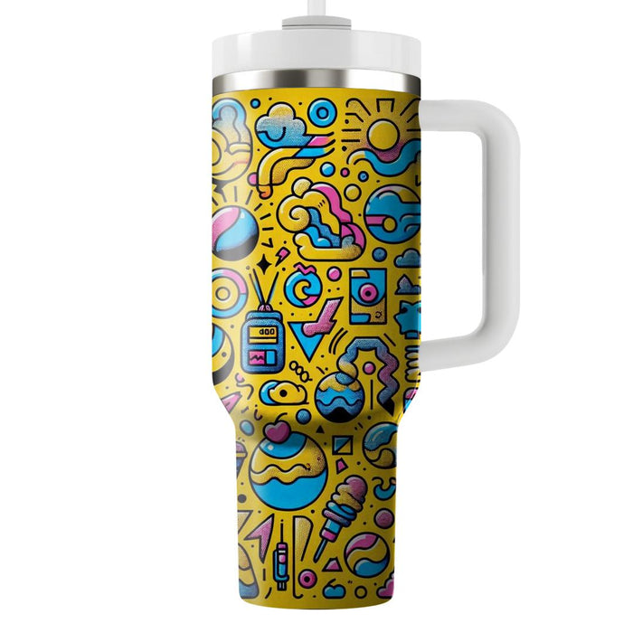 Cheerful 80s Doodles  Insulated Tumblers