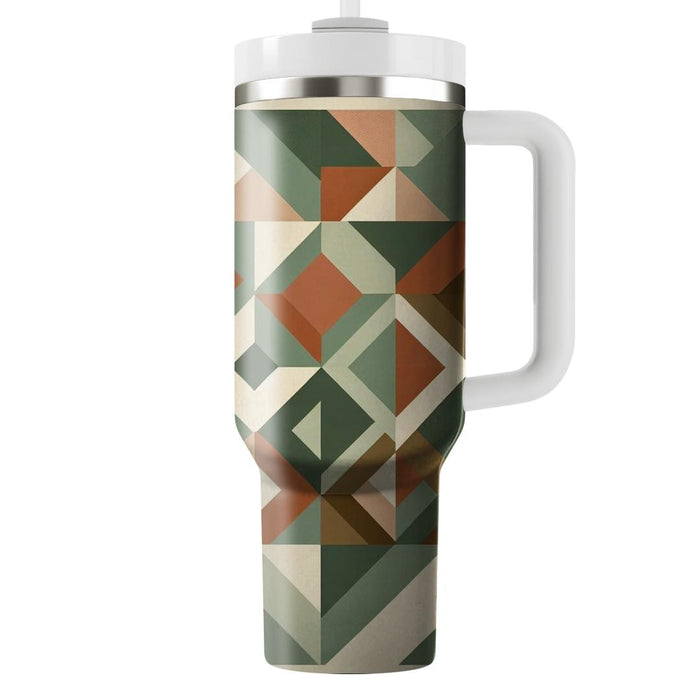 Geometric Diamond Quilt  Tumblers With Lids