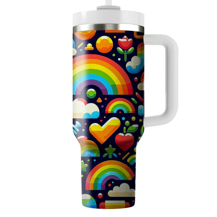 Vibrant Rainbow Stripes  Personalized Tumblers