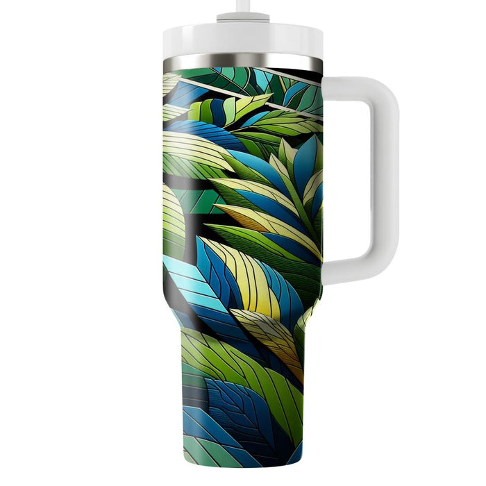 Funky Leaf Print  Unique Tumblers