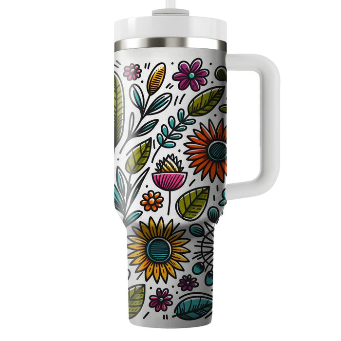 Whimsical Floral Doodle  Tumblers For Gifts