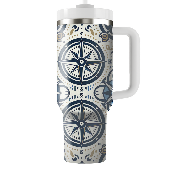 Stylized Nautical Compass Custom Tumblers