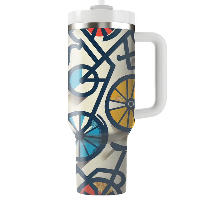 Bicycle Wheel Geometric Design Tumbler Cups