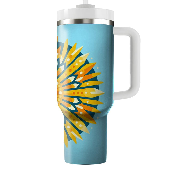 Sunny Sunburst Pattern  Travel Tumblers