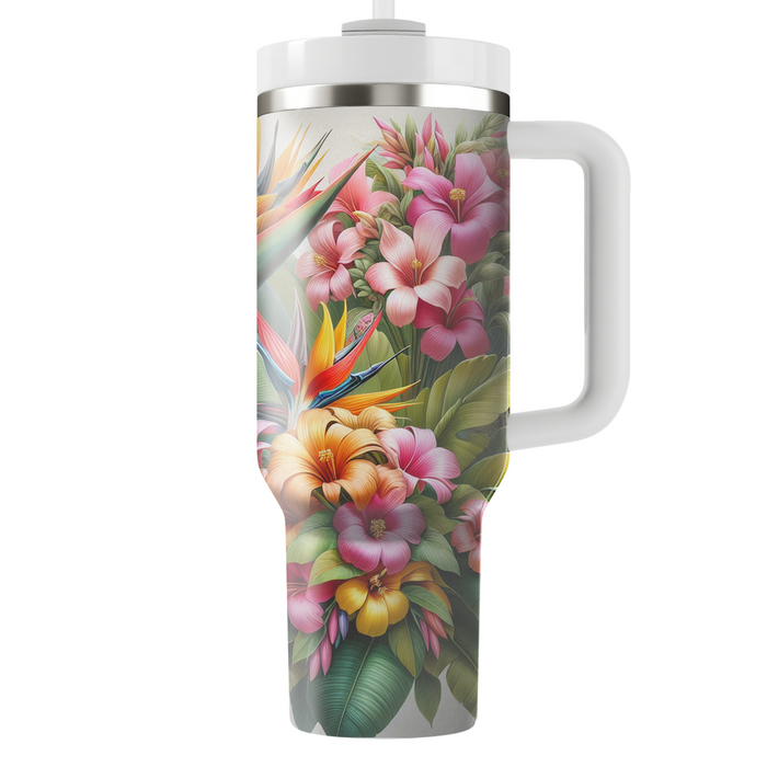 Vibrant Tropical Flora  Tumblers With Lids